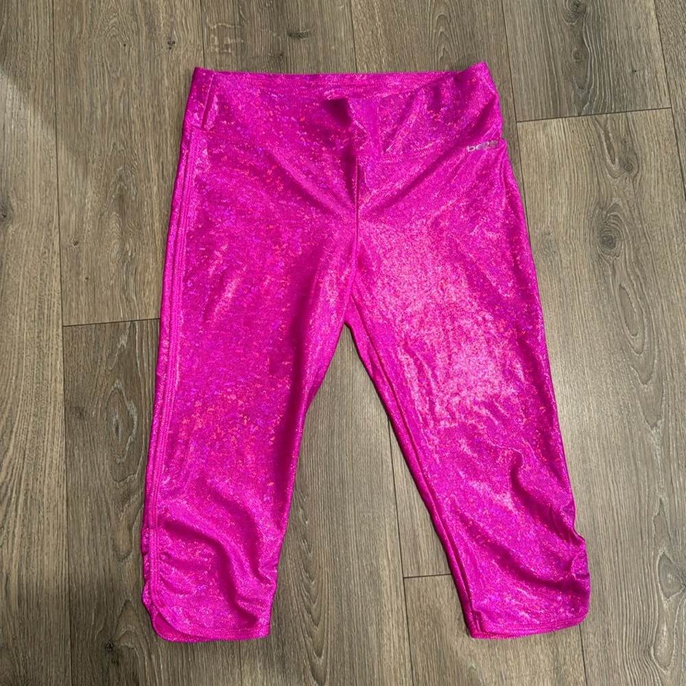 HOT Pink iridescent yoga capris